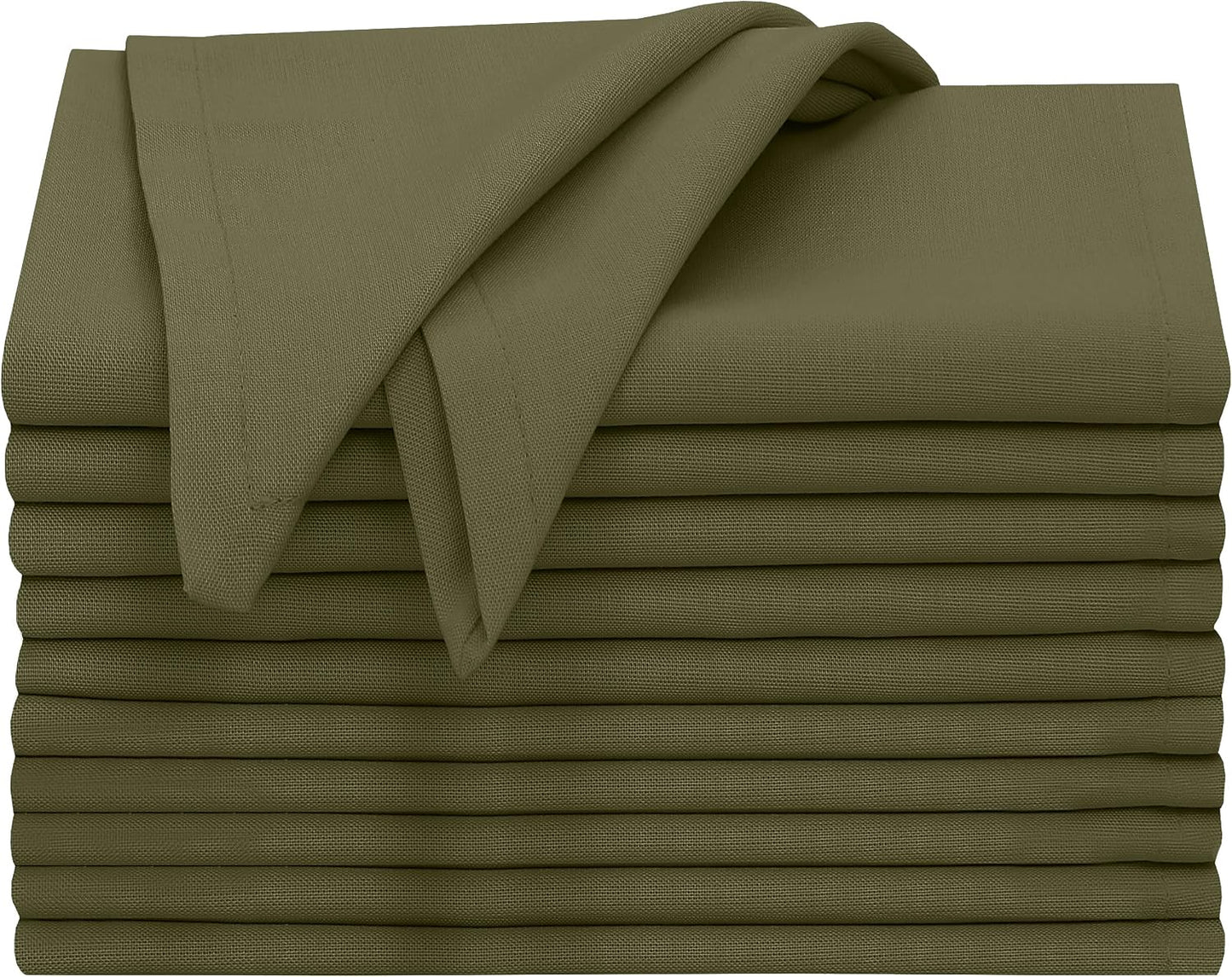 Ruvanti Cloth Napkins Set of 12, 100% Cotton 18”x18” - Capulet Olive | Washable, Soft, Durable & Absorbent Everyday