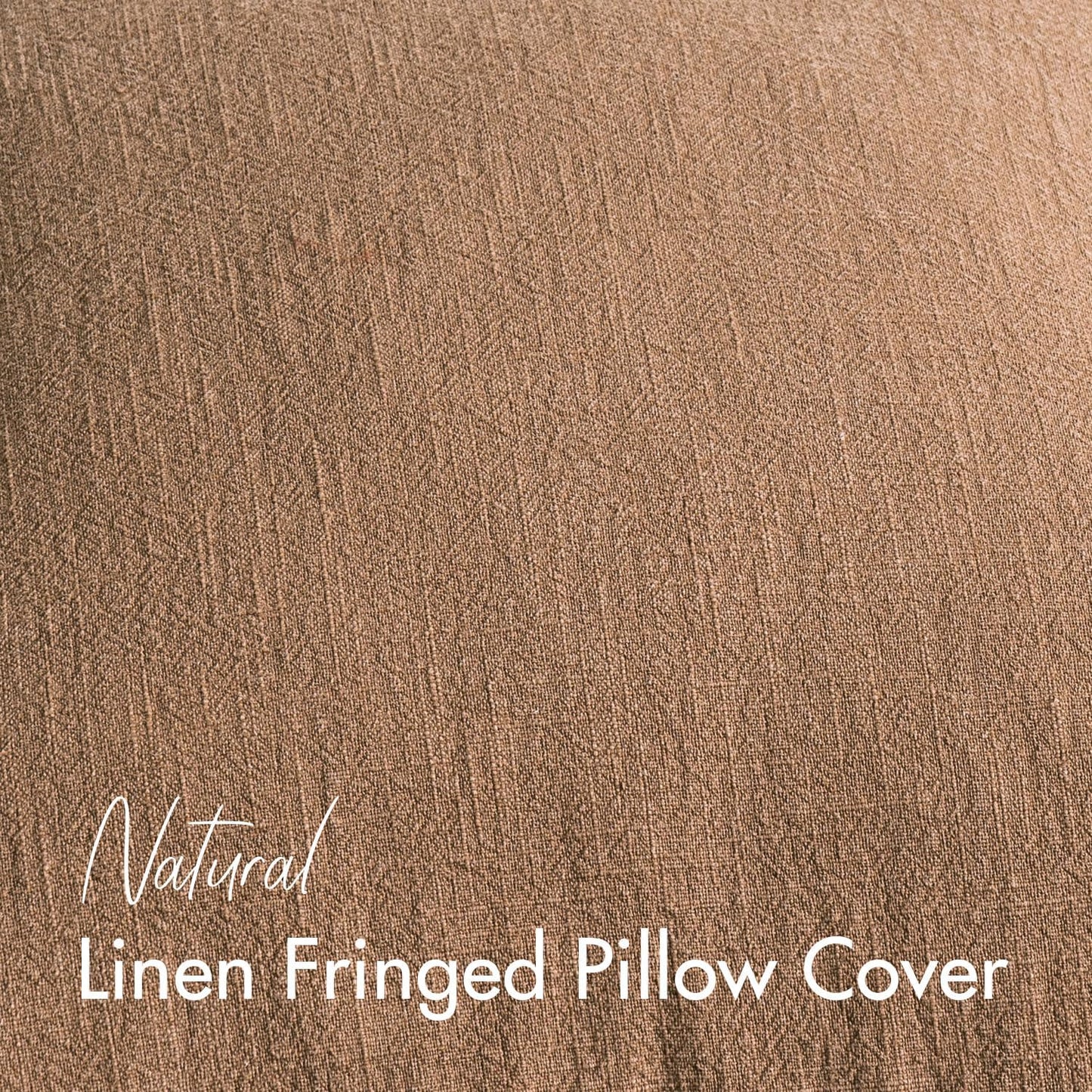 Decorative Linen Fringe Throw Pillow Covers Boho Farmhouse Soft Cushion / 20 x 20 / Brown / Set of 2