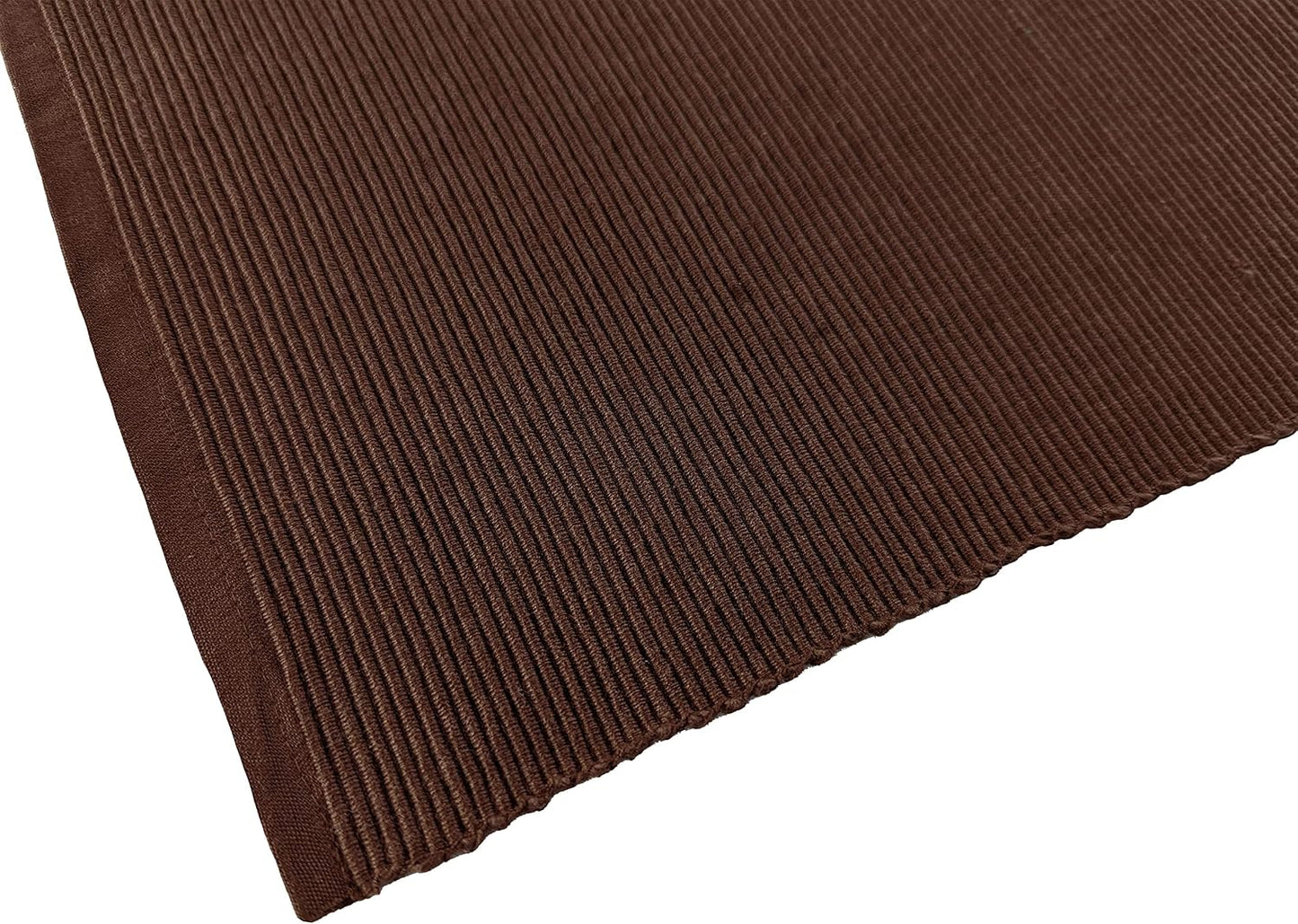100% Cotton Ribbed Placemats - Set of 8-13 x 19 Inches - Brown - Everyday/Thanksgiving/Fall Cloth Table Mats - Thick