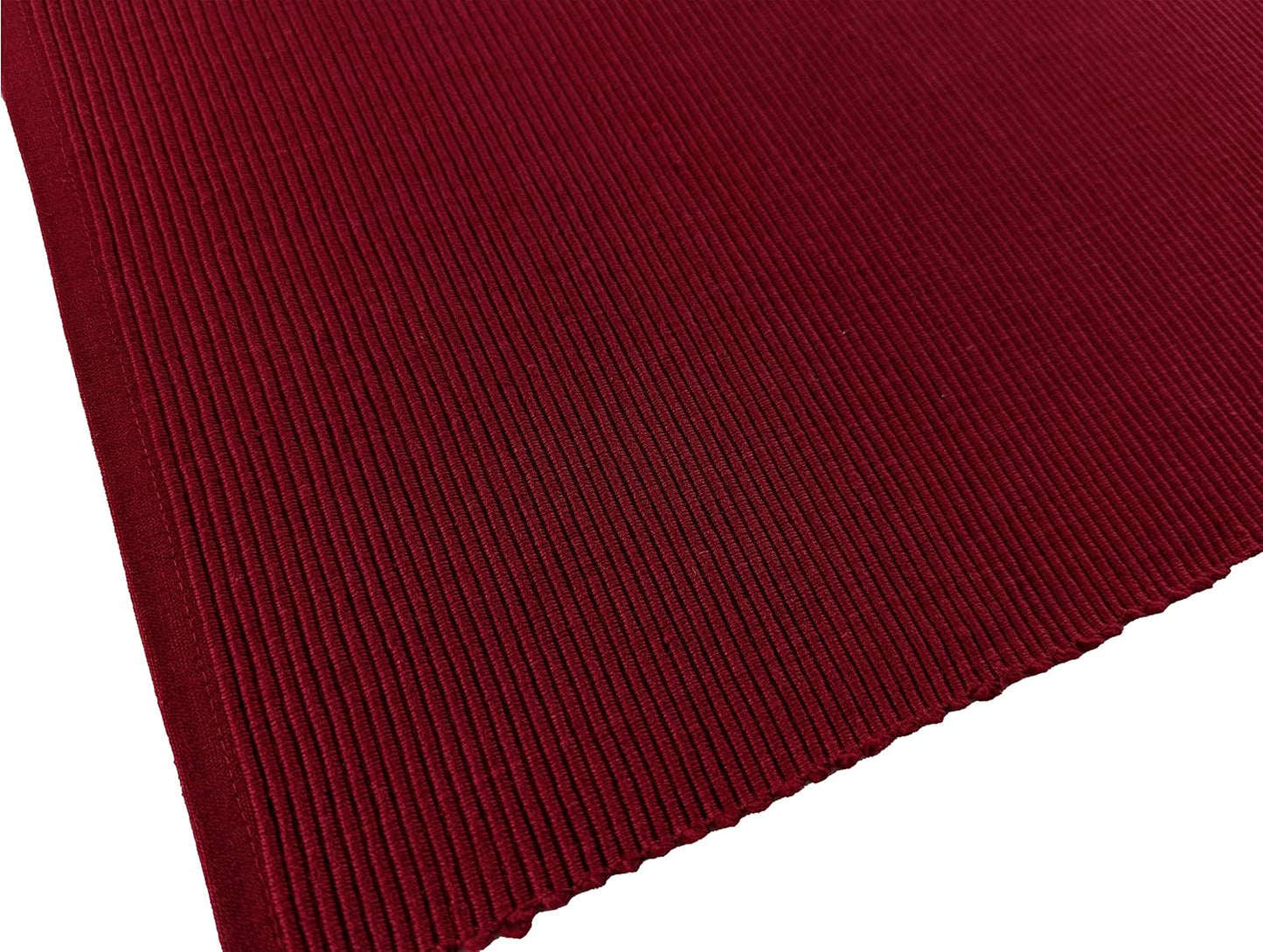 100% Cotton Ribbed Placemats - Set of 4-13 x 19 Inches - Maroon/Burgundy/Dark Red - Everyday/Fall Cloth Table Mats
