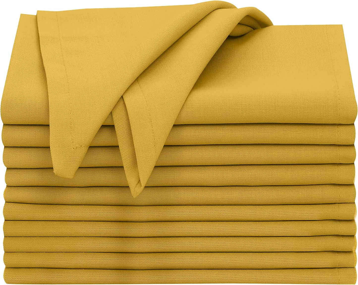 Ruvanti Cloth Napkins Set of 12, 100% Cotton 18”x18” - Spicy Mustard | Washable, Soft, Durable & Absorbent Everyday