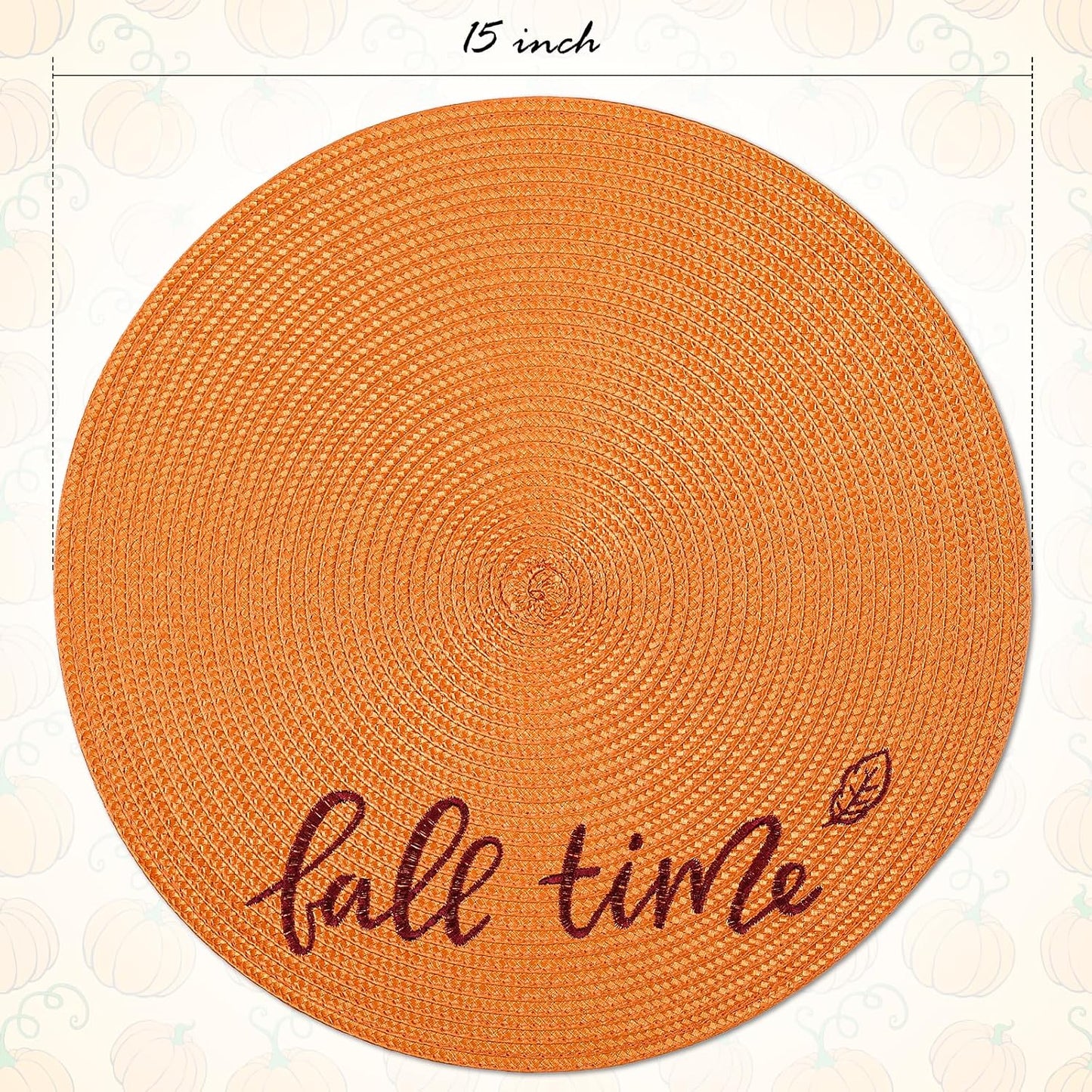 FunWheat Round Placemats Set of 6 Table Mats for Thanksgiving Tables Washable Non-Slip Place mats 15 Inch for