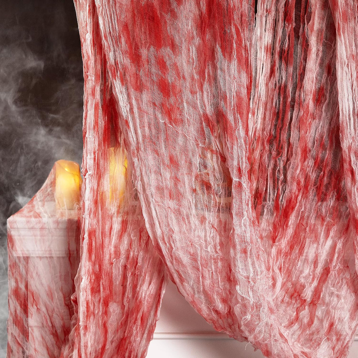 400" x 85" Halloween Creepy Cloth - Large Size Spooky Fabric - Scary Gauze Blood Creepy Cloth for Haunted House Party Yard Wall Doorway Decoration (red)