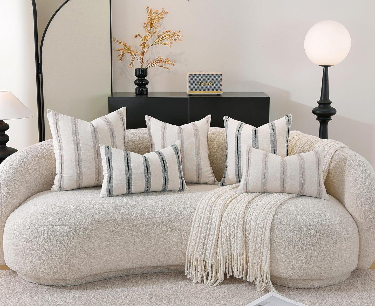 Boho Throw Pillow Covers / Taupe / 18 x 18 / Set of 2