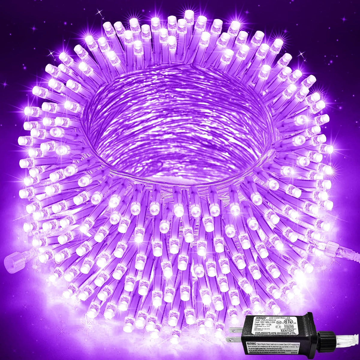 JMEXSUSS Connectable 91.5ft 250 LED Purple Halloween String Lights Indoor