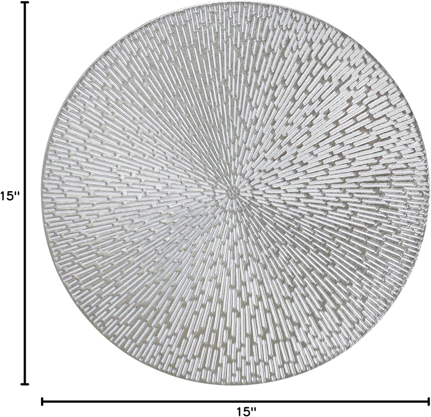 Snowkingdom Silver Placemats Set of 18, 15 Inch Round Metallic Hollow Vinyl Place Mats, Washable Wipeable Non Slip