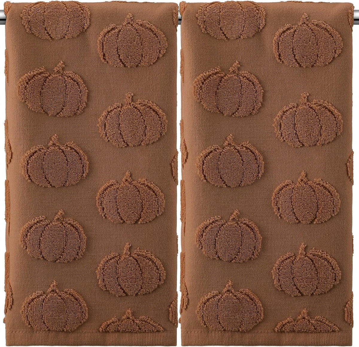 Mindsoft 2 Pcs Fall Hand Towels 3D Pumpkin Jacquard,Brown