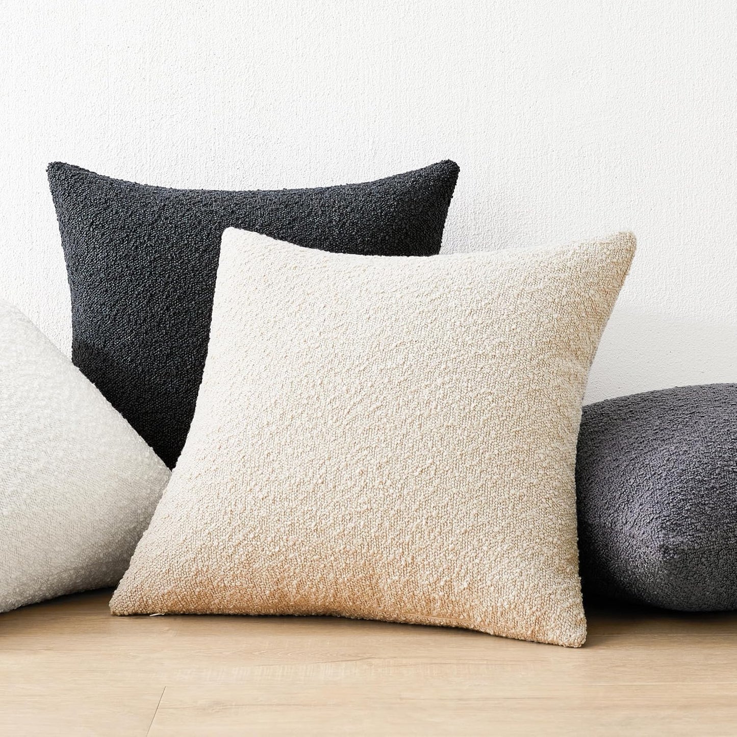 Textured Boho Pillow Covers / Black / 18 x 18 / Set of 2
