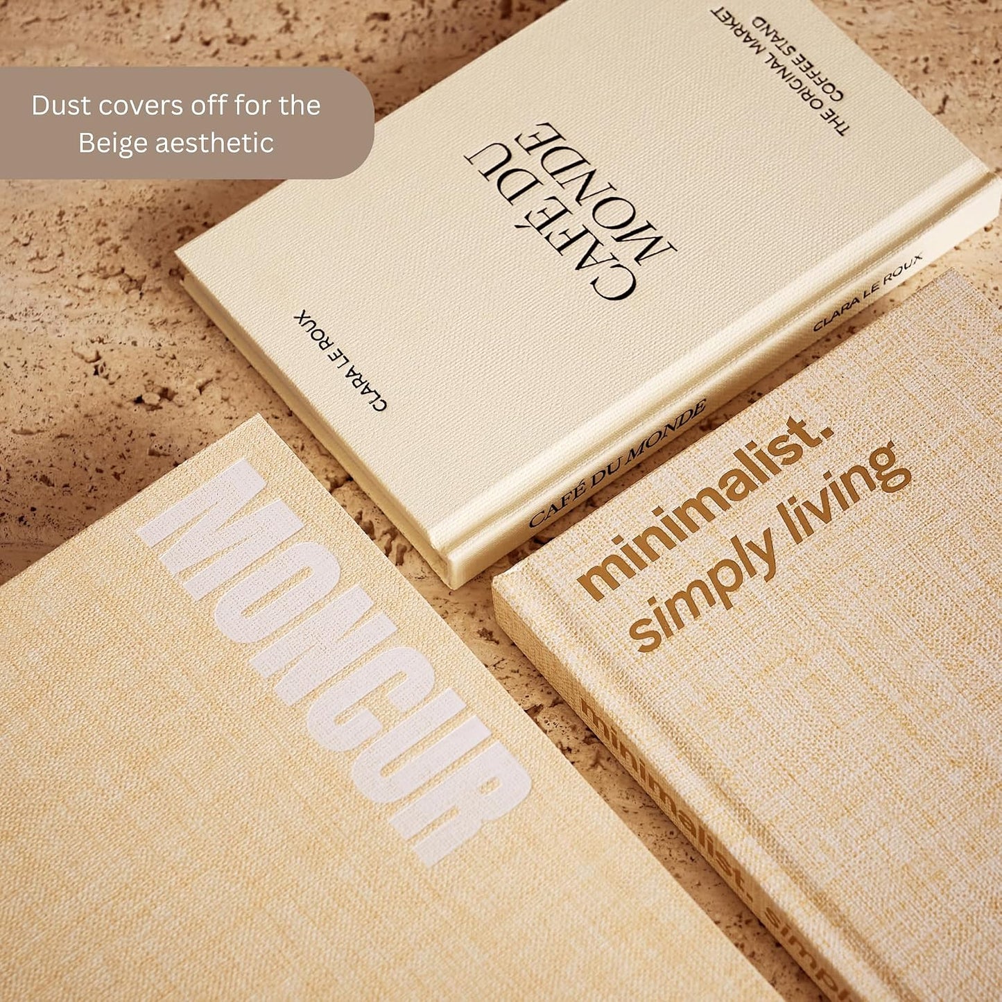Decorative Coffee Table Books / Beige Monochrome / Set of 3