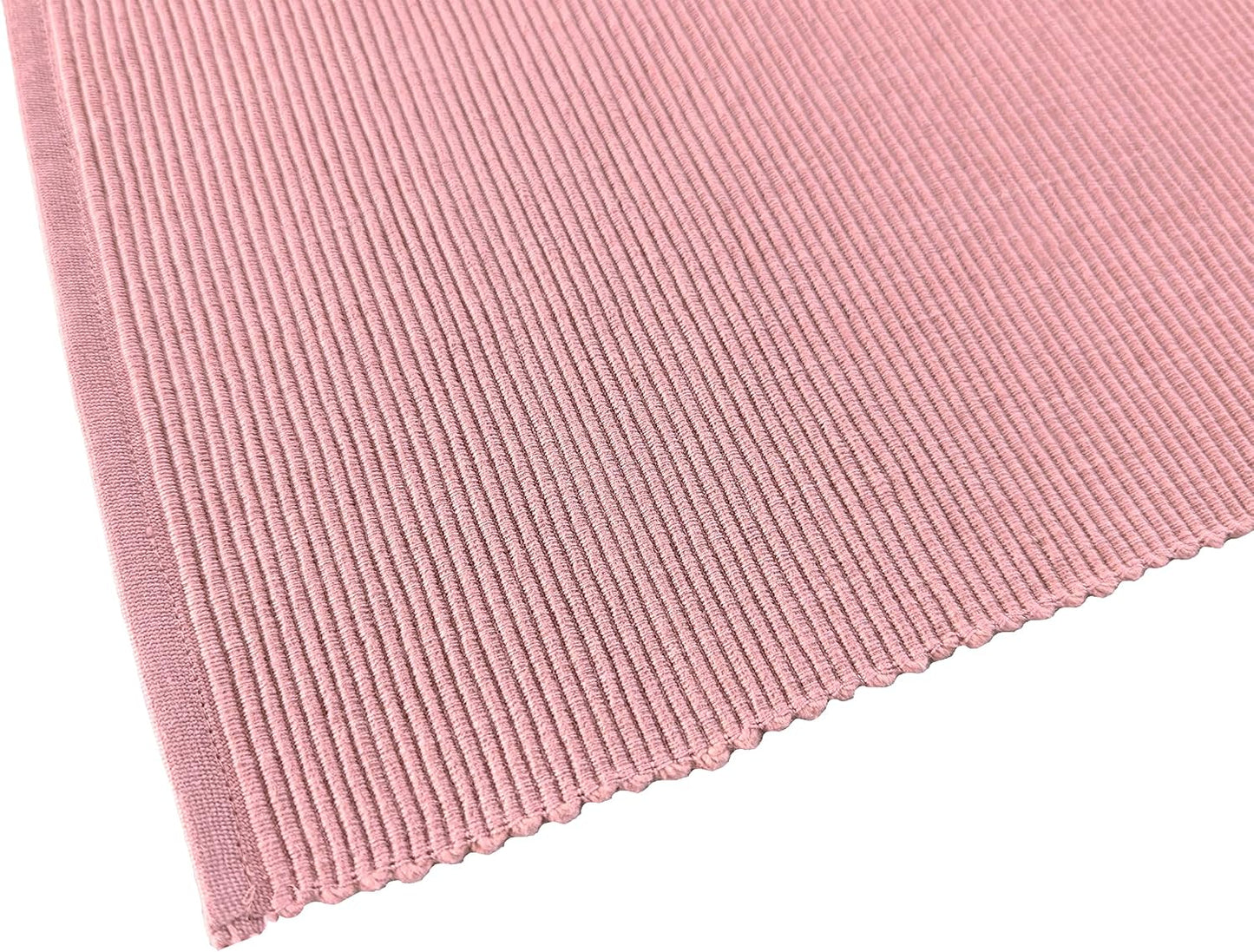 100% Cotton Ribbed Placemats - Set of 8-13 x 19 Inches - Dull Pink - Everyday Basic Cloth Table Mats - Thick