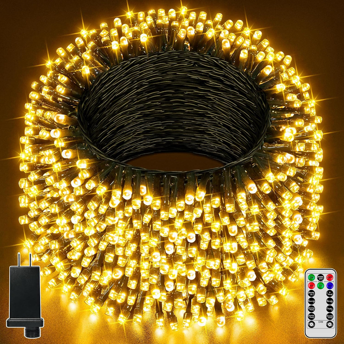 Guhope Christmas Lights 131FT 400 LED, Christmas Tree Light with 8 Lighting Modes, Outdoor Waterproof String Lights with Remote and Timer, Fairy Light for Holiday Decor (Warm White)