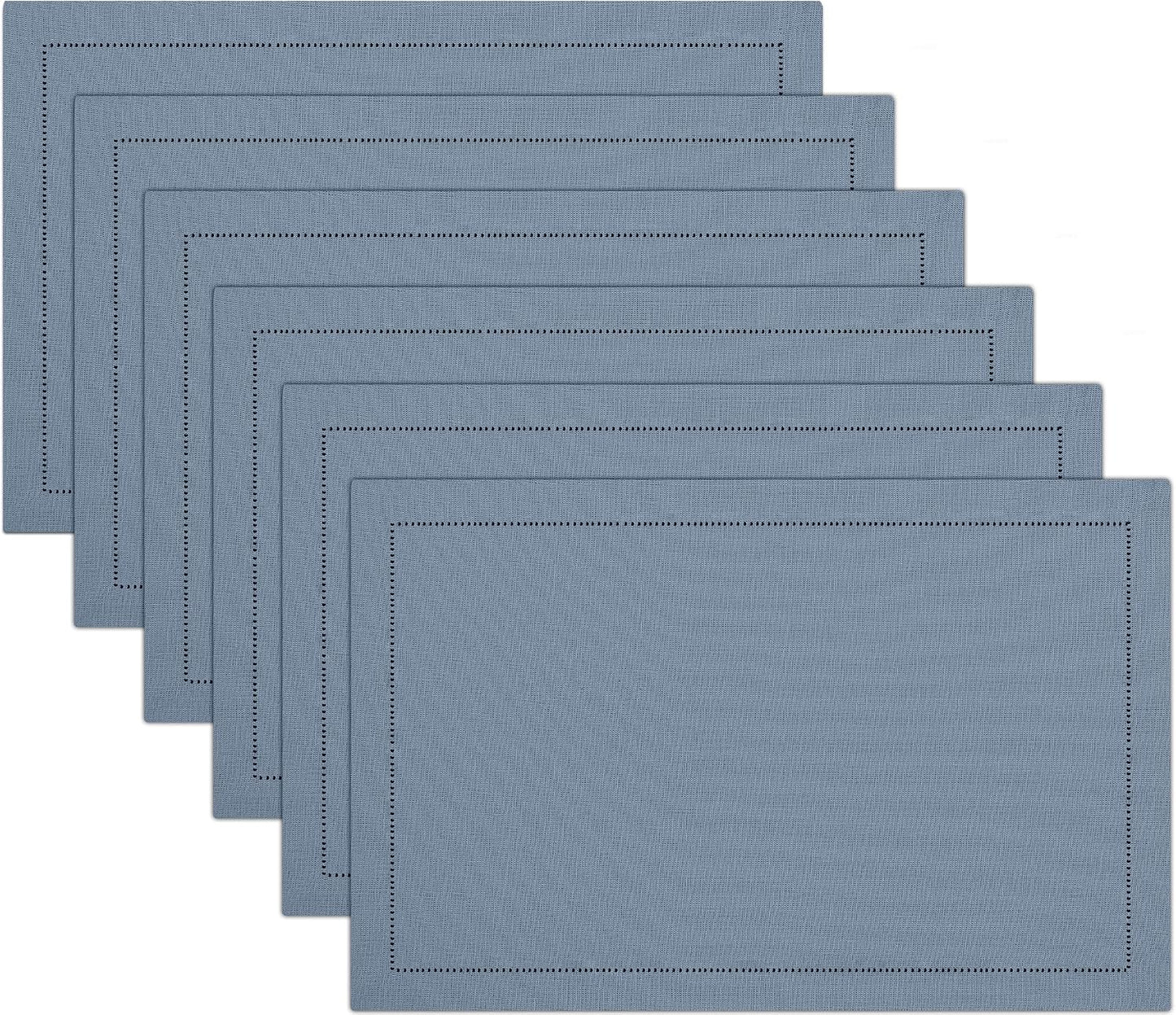 Ruvanti Placemats Set of 6, Linen Cotton Blend Place Mats, 13x19 – Grey | Heat, Stain resistant, Washable, Non-Slip