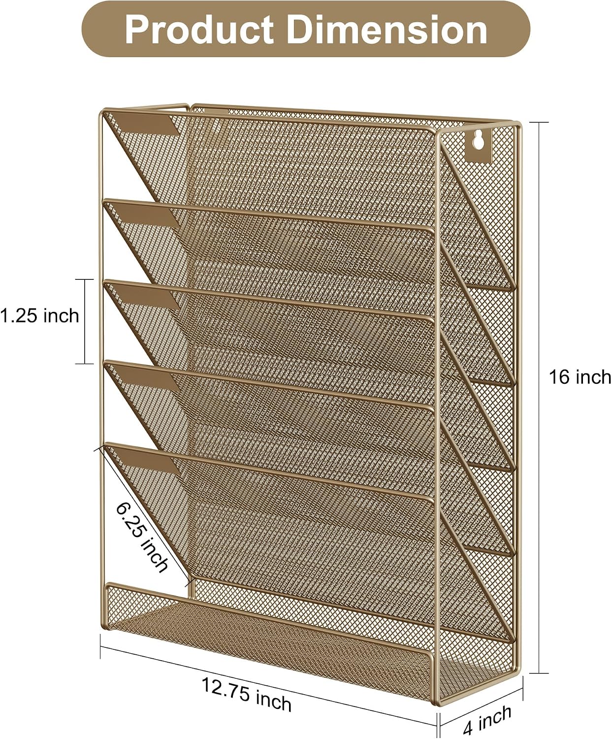 EasyPAG 5 Tier Wall File Holder, Mesh Hanging Folder Organizer with Classify Label, Versatile Desk File Holder