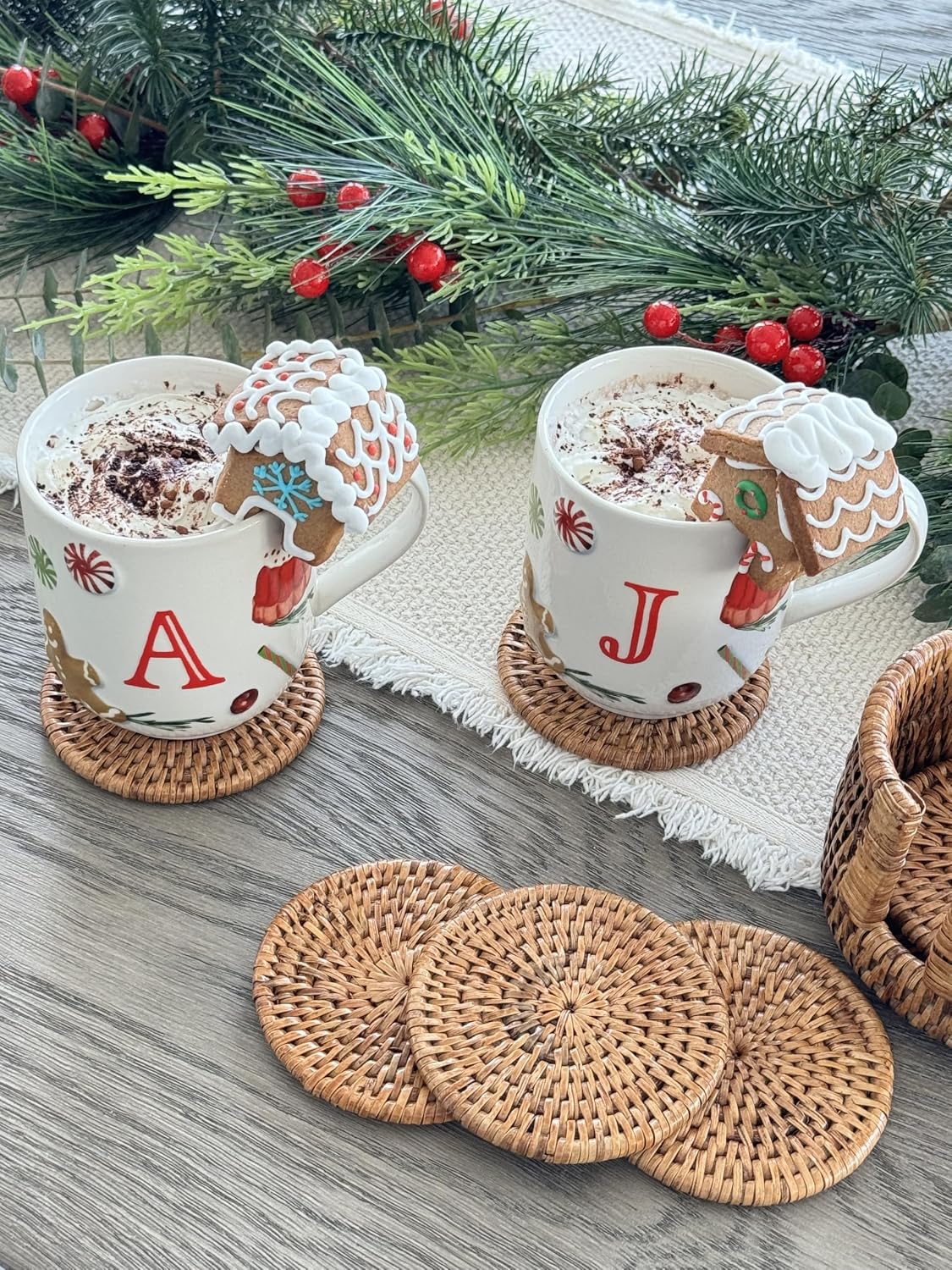 Holder / Woven & Boho Coasters / Honey Brown