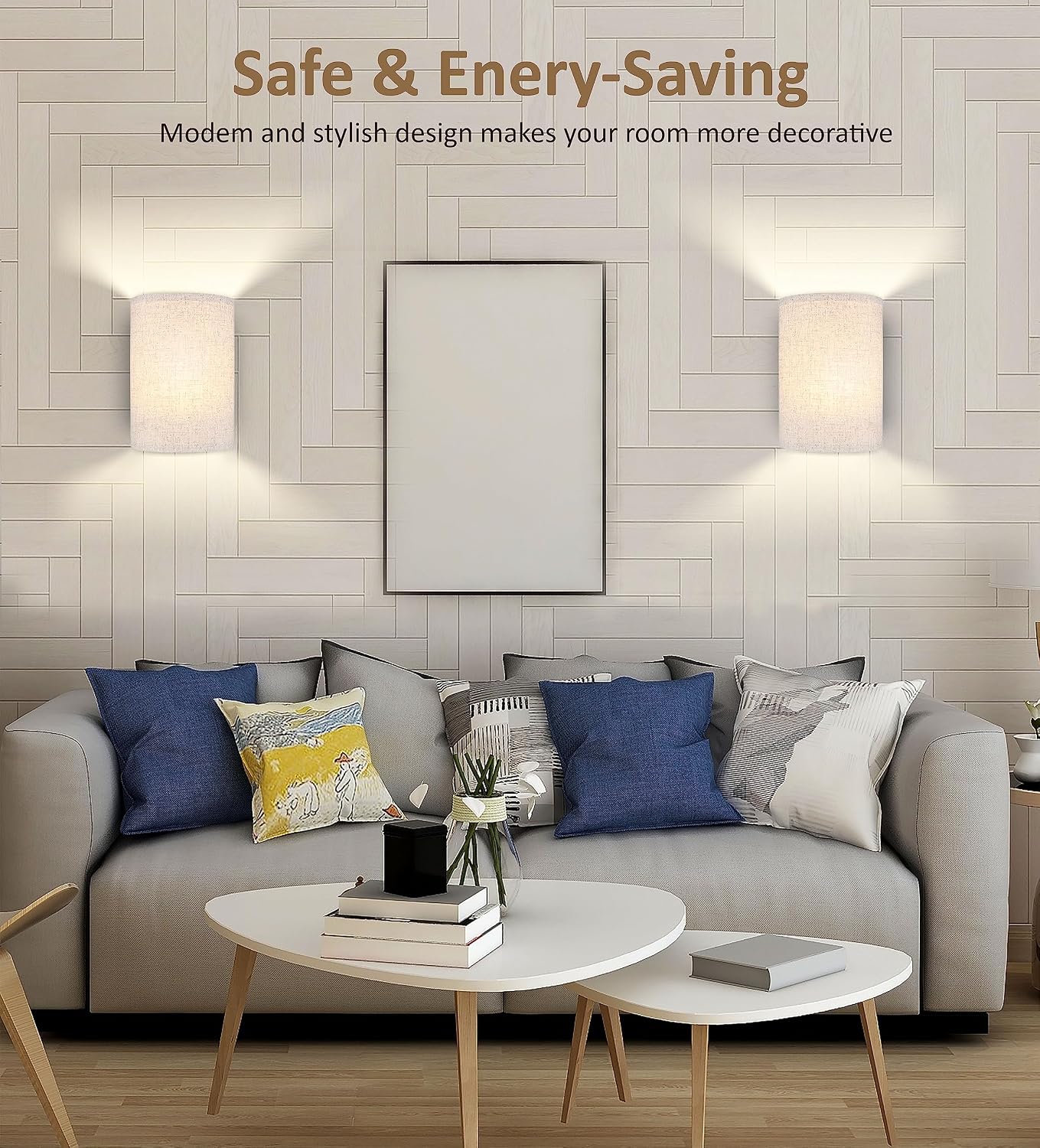 FINCMY Battery Operated Wall Sconces Set of Two, 18 RGB Colors Stick on Wall Lights with Remote, Changeable Dimmable