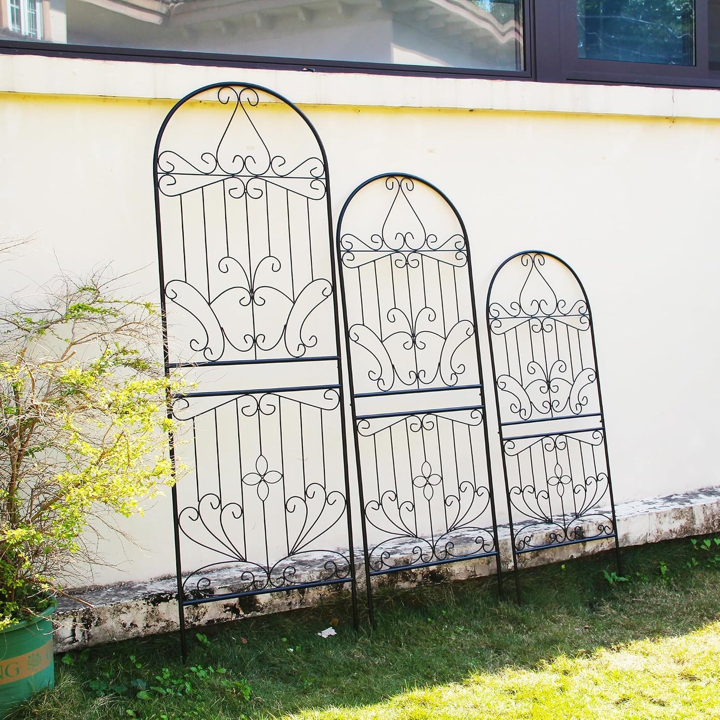 Trellis for Climbing Plants 70.8" H x 24.5" W Metal Iron Outdoor Wall Panel for Vines Flowers Elegant Garden Accent