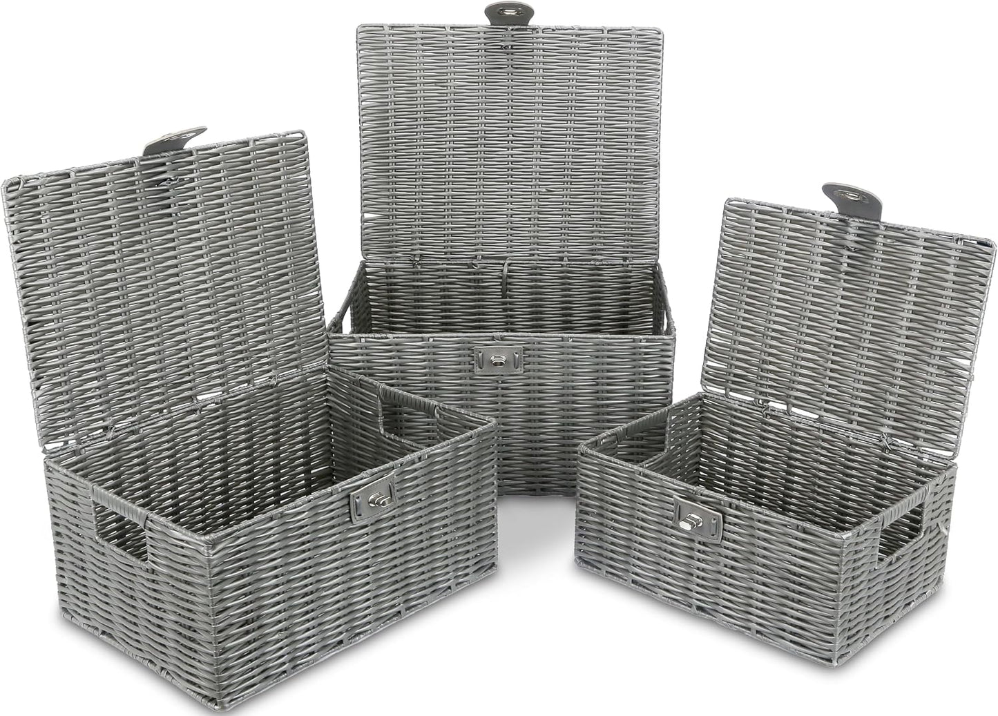 Woven Basket / Wicker Storage Baskets / Grey / Set of 3