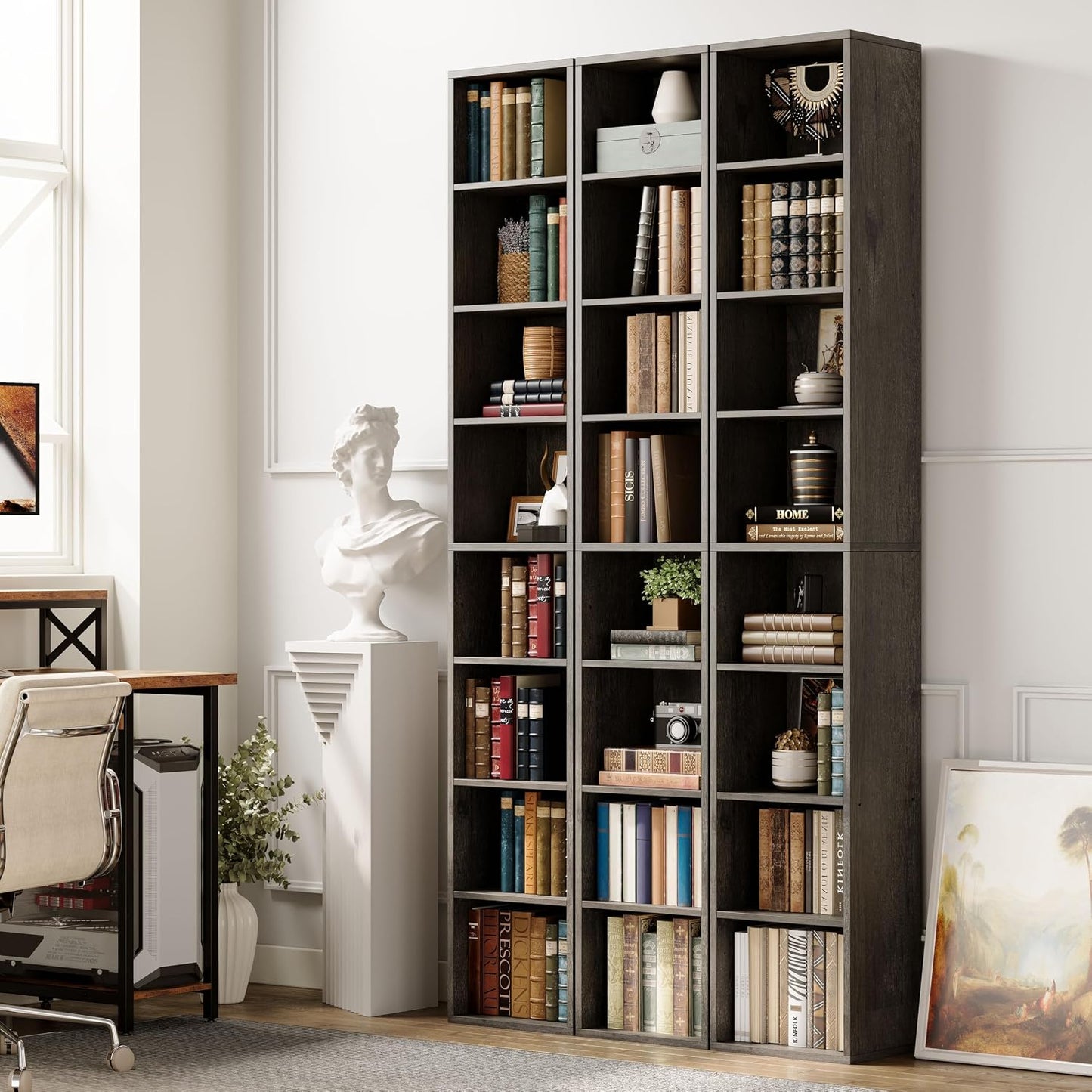 Floor Standing Display Storage Shelves in Tall / Charcoal Grey / 71 Inch