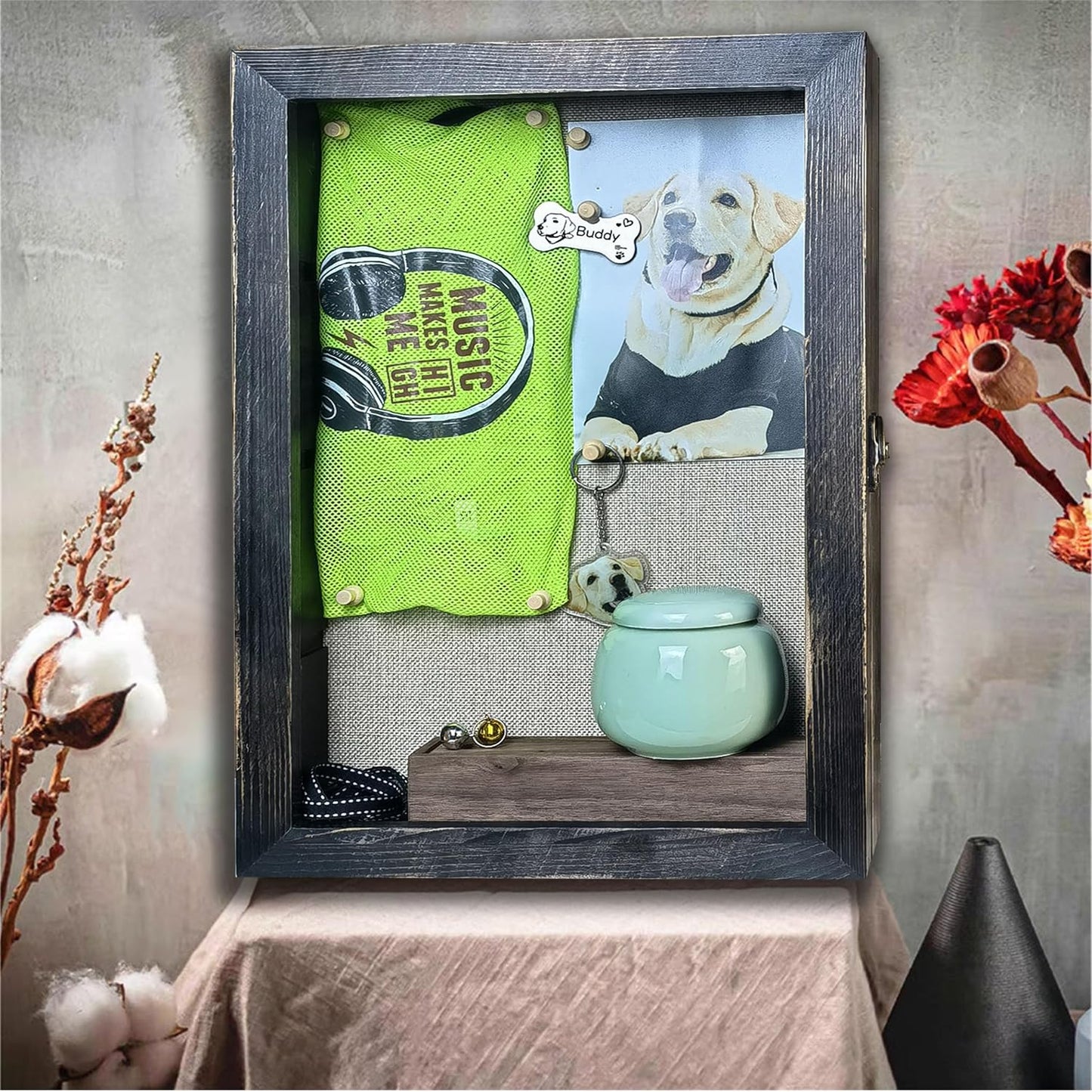 Black 11x16 Large Shadow Box Frame Deep Shadow Box with Shelves Pet Memorial Shadow Box Display Case with Linen Back