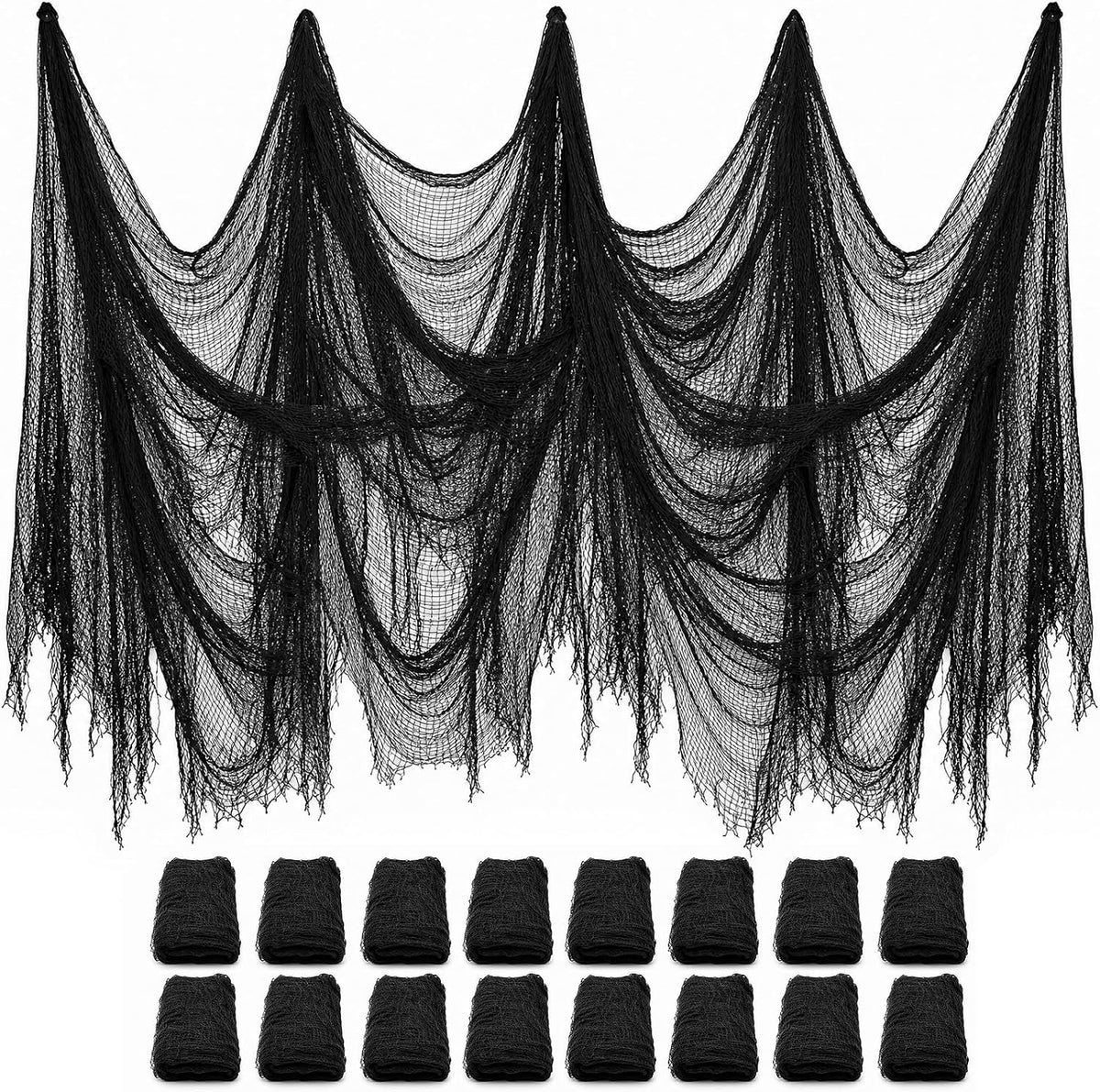 Legigo 16 Pack Halloween Creepy Cloths, Black Fabric Yard Decorations
