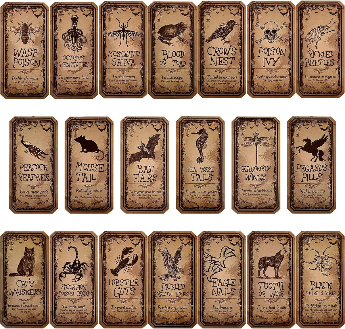 Zonon 80 Pcs Apothecary Bottle Labels Halloween Potion Decals