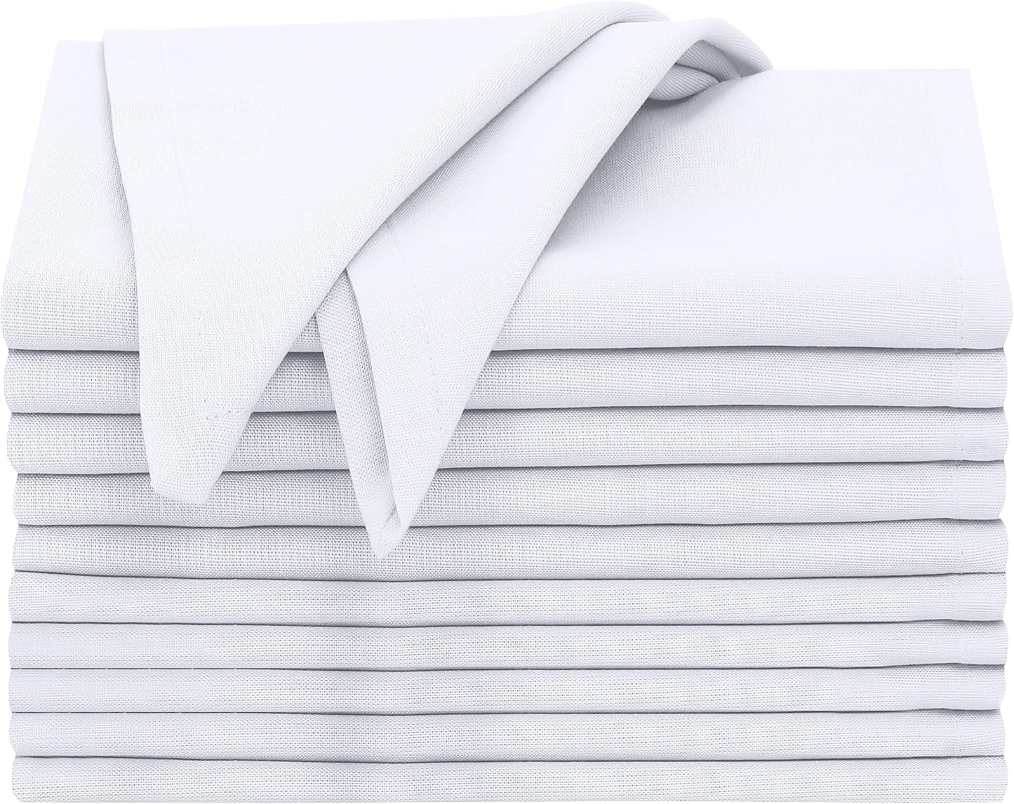Ruvanti Cloth Napkins Set of 12, 100% Cotton 18”x18” - White | Washable, Soft, Durable & Absorbent Everyday Napkins.