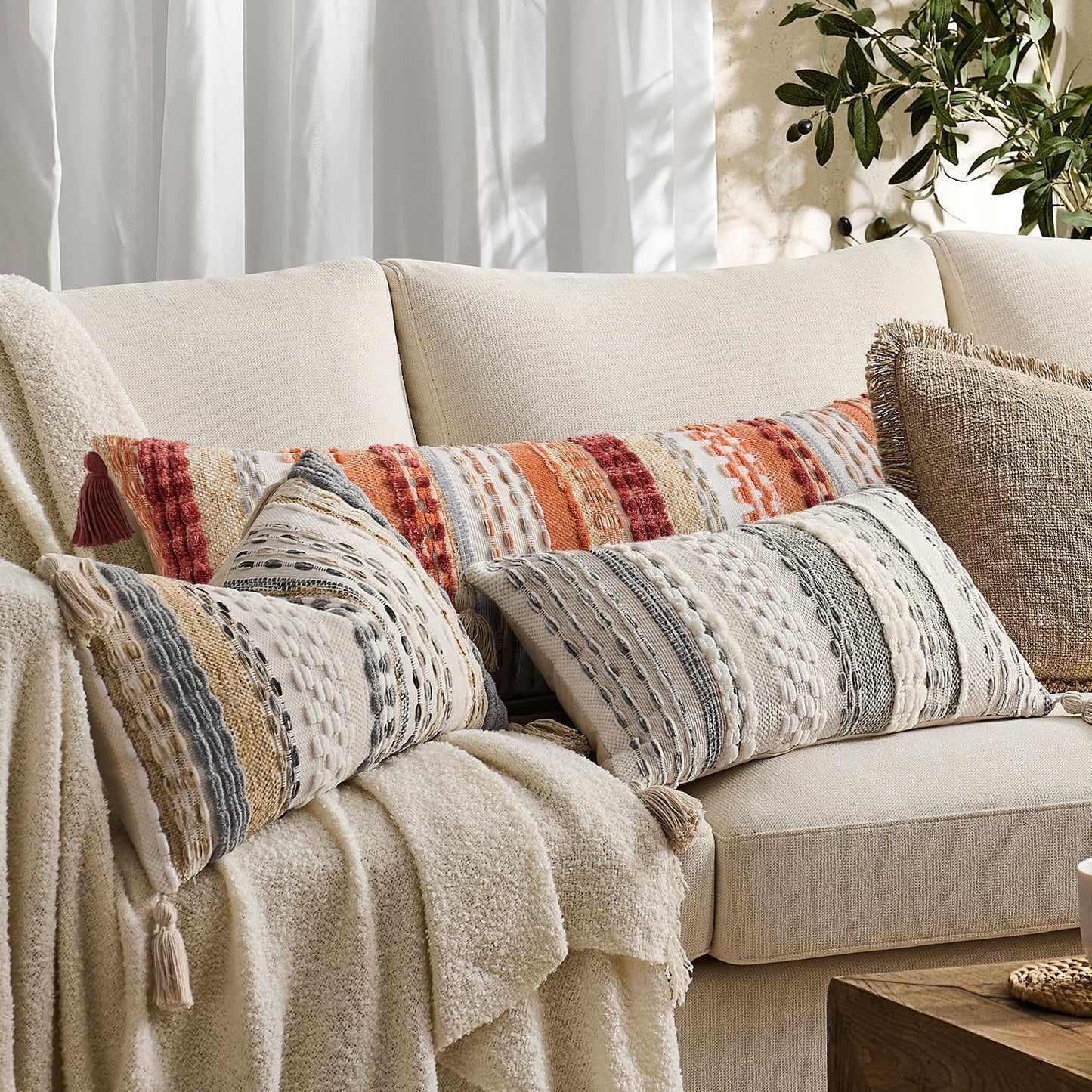 Kevin Textile Long Lumbar Pillow Cover Fall Boho Decorative Rectangle / 36 x 14 / Burnt Orange