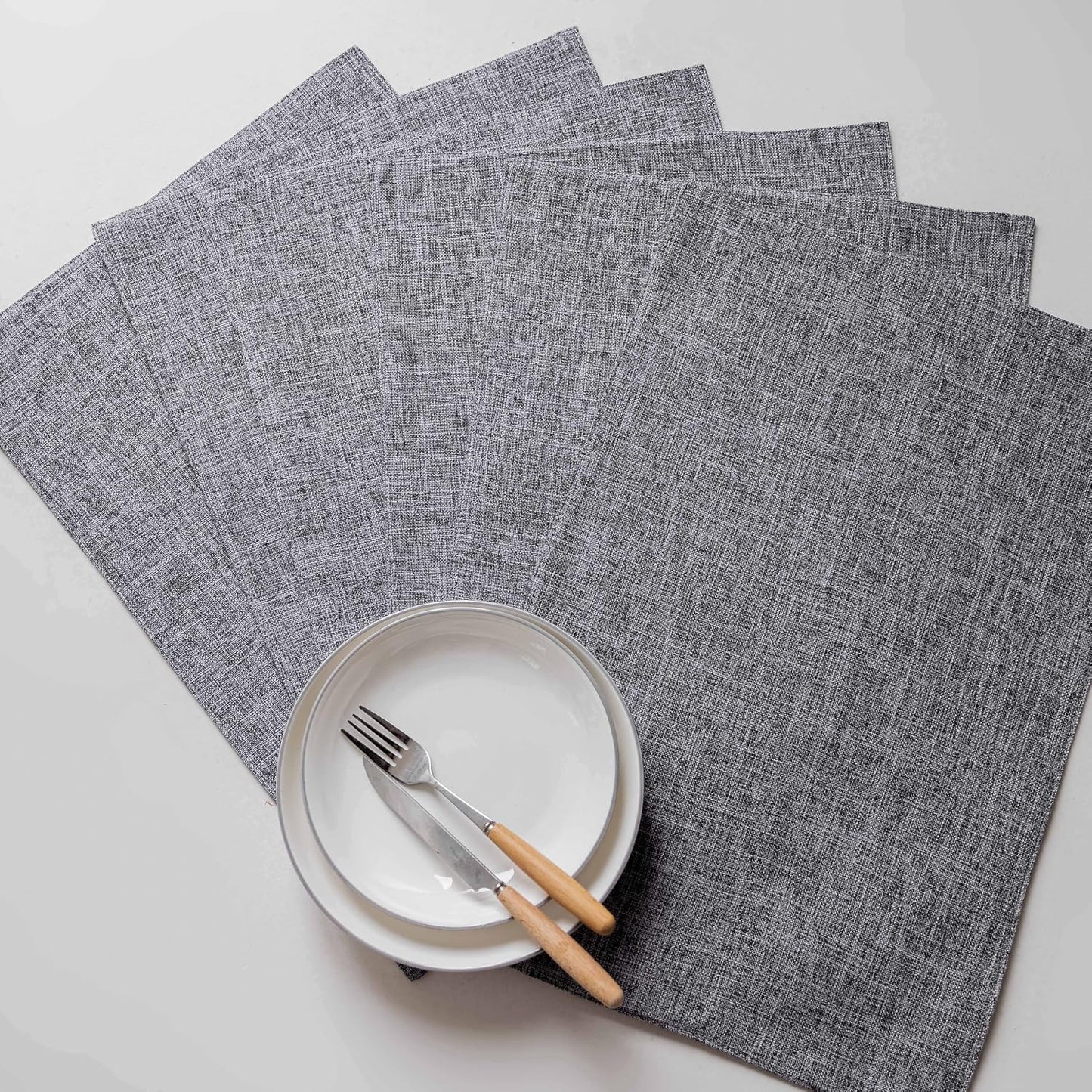 Home Brilliant Linen Placemats Set of 8 Heat Resistant Washable Placemats for Parties Buffet Dinner, 13 x 19 inches