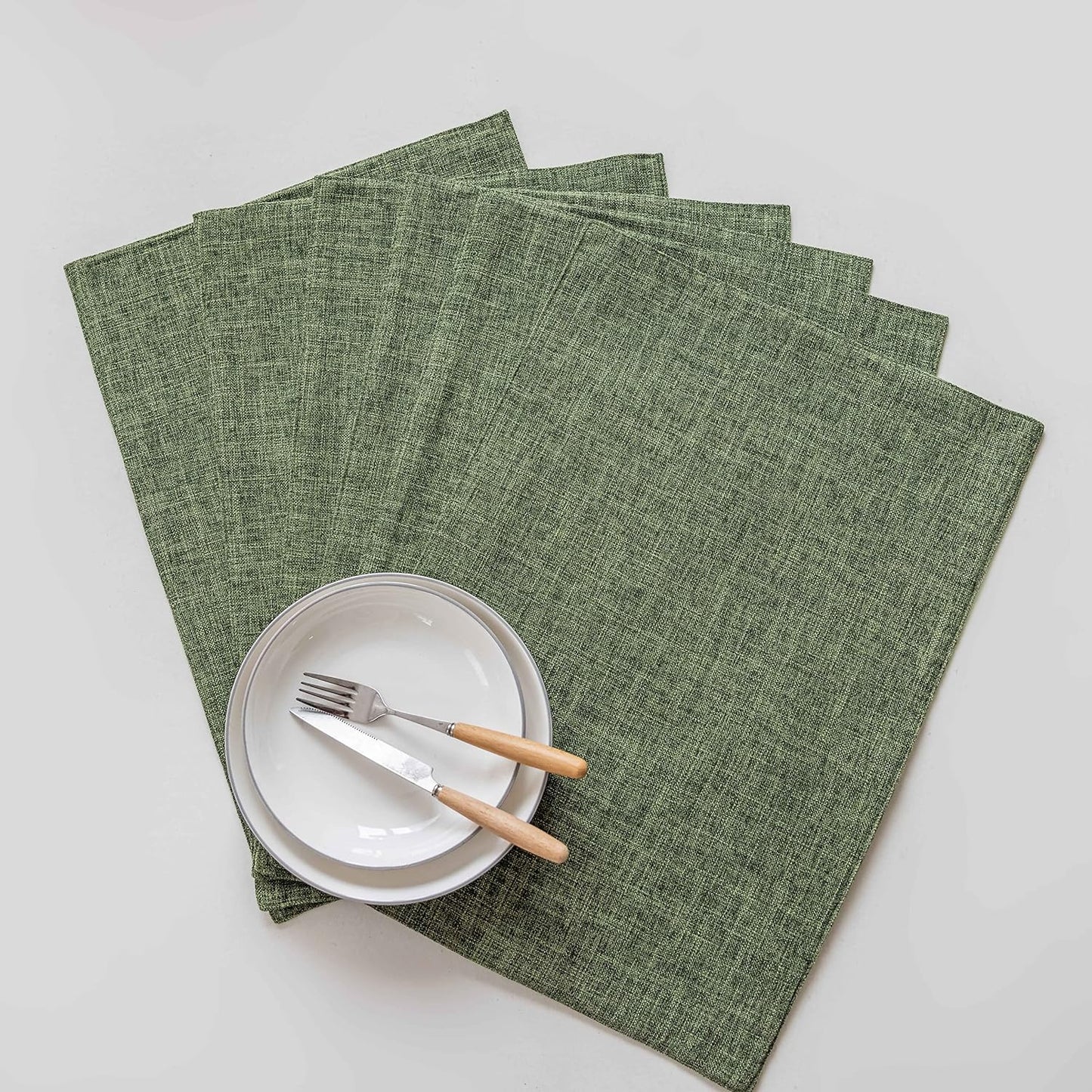 Home Brilliant Linen Cloth Placemats Set of 8 Heat Resistant Dining Table Place Mats Table Mat Kitchen for Wedding