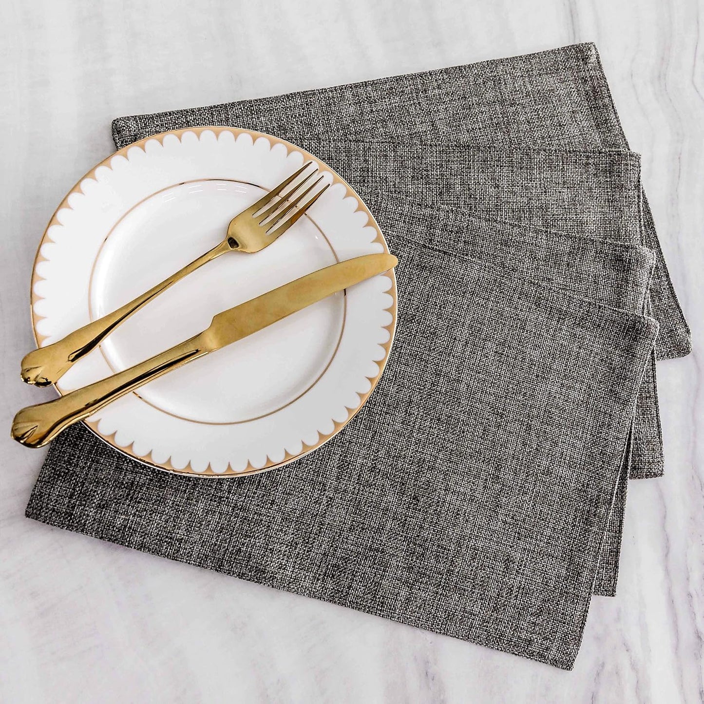 Home Brilliant Cloth Placemats Set of 6 Heat Resistant Dining Table Place Mats Kitchen Table Mats, 13x19 inches, Dark