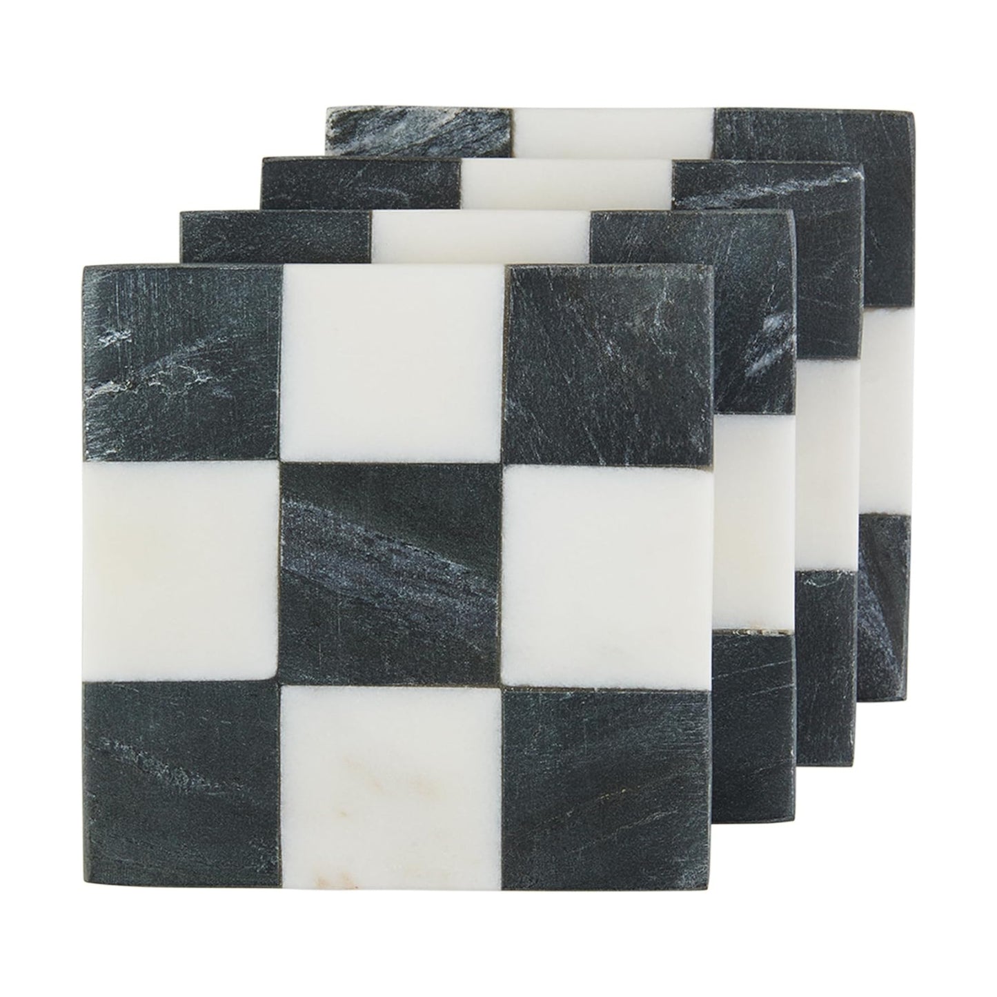 Square Checkered Coaster Set / 4 x 4