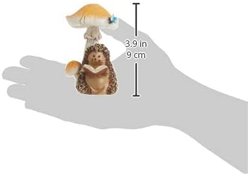 Miniature Fairy Garden and Terrarium Hedgehog Reading Book Under Mushroom Statue