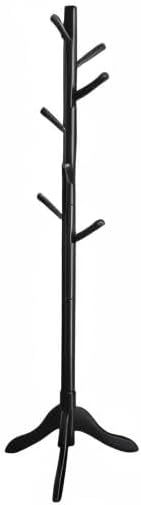VASAGLE Solid Wood Coat Rack, Free Standing Tree-Shaped Coat Rack with 8 Hooks, 3 Height Options, for Clothes, Hats