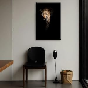 Leopard Wall Art Wildlife Portrait Photography Close-Up Animal Print Framed / Panther / 36"L x 24"W
