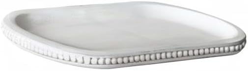 Rustic Beaded Tray / White / 12 Inch