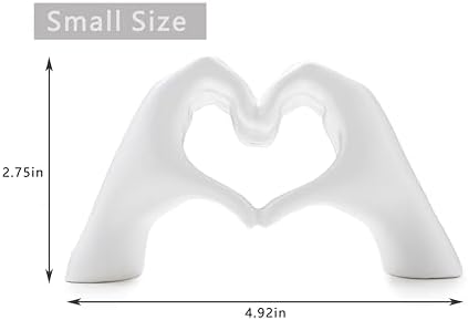 Small Heart Hands Sculpture Decor for Living Room Bedroom Bookshelf Coffe Table and Office Display, Love Finger Statue