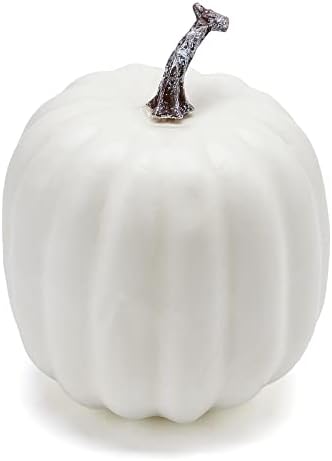 7Pcs Artificial Pumpkins of all Styles Halloween Decoration Rural Style Farmhouse Foam Pumpkin Harvest Season Thanksgiving Day is Suitable for Table top House Dining Table Party Decoration (White)
