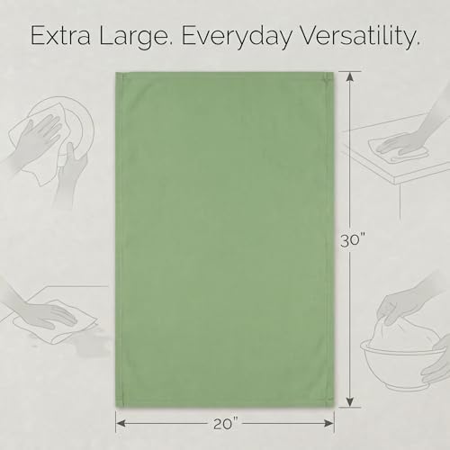 Urban Villa Kitchen Towels Cotton Dish Towels 20”x30” (Set of 6) Green