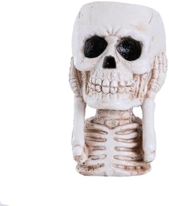 JOYO Halloween Planter Pot Decor - Skeleton Flower Planter Pot,Pumpkin Bucket Vase,Cute Skull Bucket Vase,Skull Candy Bowl Gothic Ornaments for Home Indoor Outdoor Garden (3PC Cute Skull)