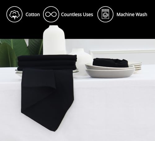 PurpleEssences Cloth Dinner Napkins 18x18 in Set of 12 - Black