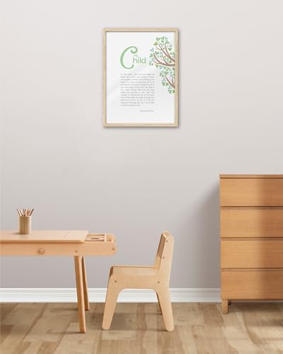 KensTro 12x16 Oak Framed Ephesians 3:14-19 Christian Wall Art