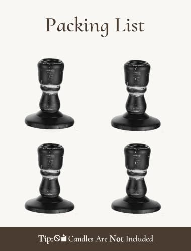 Wooden Taper Candle Holders: Rustic Farmhouse Decor, Set of 4