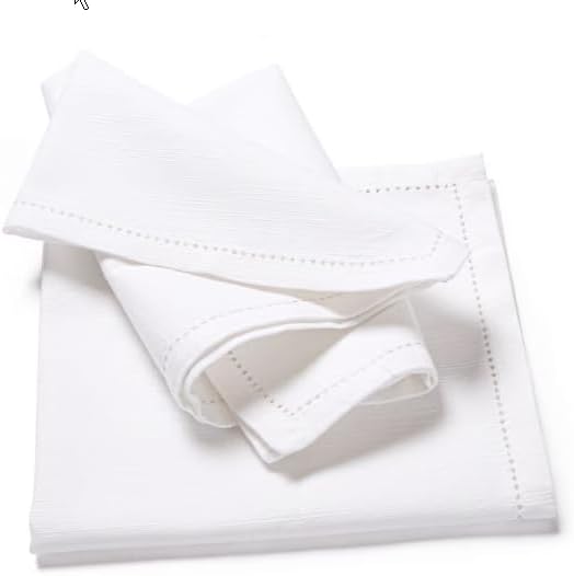 Bedding Craft Cloth Napkins Set of 12 – 17x17 White Cotton Duck Fabric Dinner Napkins with Mitered Corners &