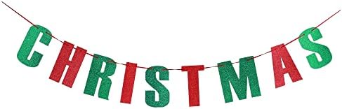 MAGQOO Christmas In July Banner Red Green Glitter Christmas in July Garland Photo Props Tropical christmas Party Decorations Pre-strung