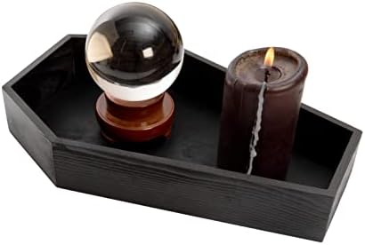 Creative Hobbies Black Painted Wood Coffin Tray - 13.5 Inch Coffin Shaped Serving Tray Box, Great for Candy, Keys, Candles - Perfect Halloween Décor | 13.5" x 8.5"