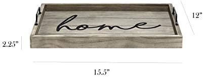 Elegant Designs HG2000-RGH Decorative Wood Serving Tray w/Handles, 15.50" x 12", Home