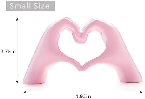 Small Heart Hands Sculpture Decor for Living Room Bedroom Bookshelf Coffe Table and Office Display, Love Finger Statue