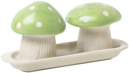 Tray / Porcelain Salt and Pepper Shakers / Green / Set of 2