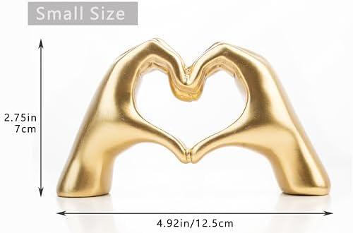 Small Heart Hands Sculpture Decor for Living Room Bedroom Bookshelf Coffe Table and Office Display, Love Finger Statue