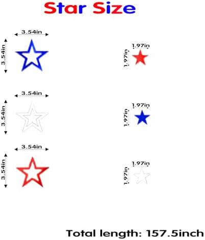 Patriotic Star Streamers Banner Garland Glitter for 4th of July BBQ Memorial Day 250th Anniversary Party Glossy Independence Day Celebration Labor Day Decorations Red White Blue 1 Strand 157.5In